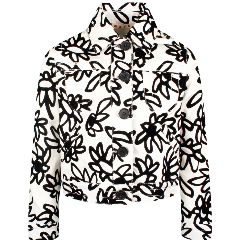 Marni Kids Black and White Cotton Floral Jacket, size 6